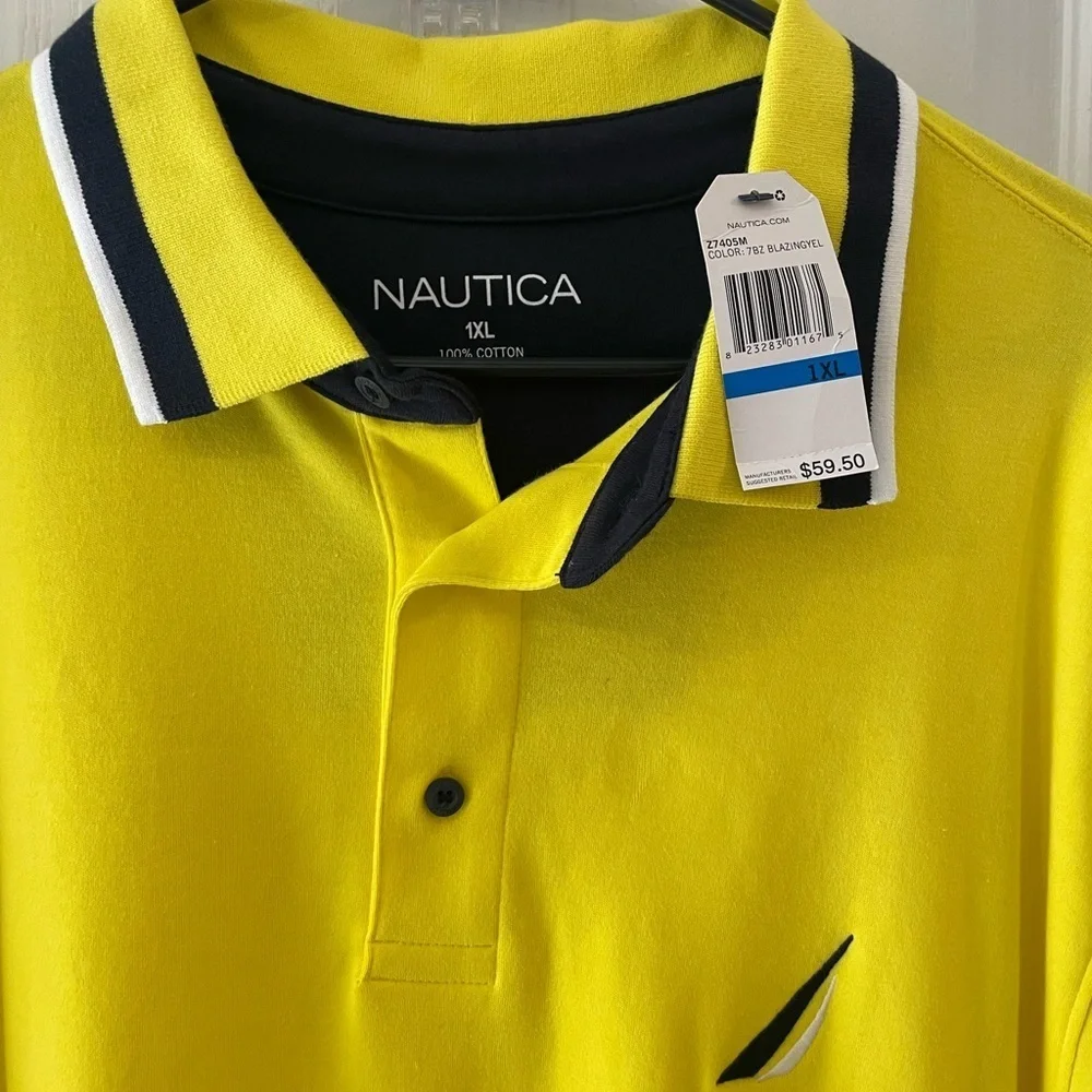Nautica Yellow Polo Shirt Vibrant Performance Fabric